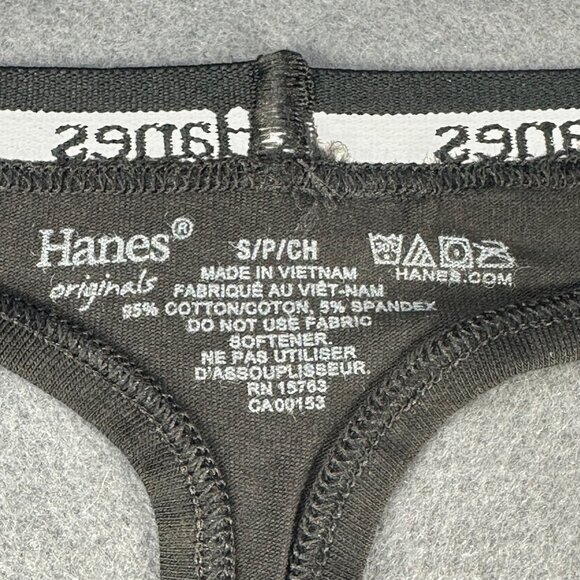 Hanes Womens Size Small 5 Panty Thong Cotton Stretch Black New Without Tags - Picture 3 of 6